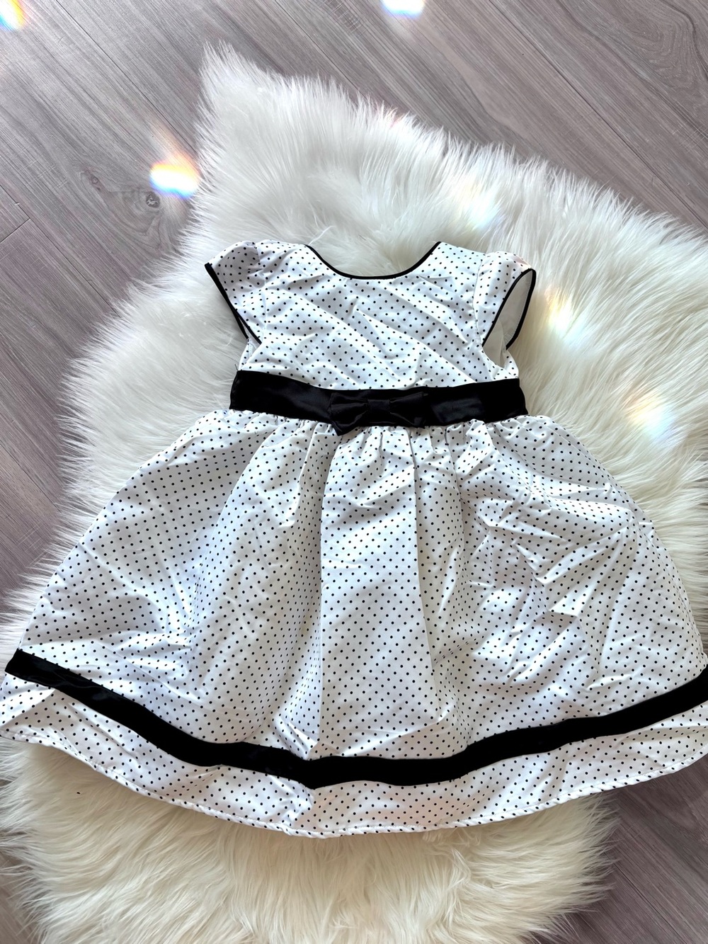 Little Me Classic Black & White Polka Dot Girls Dress 3T